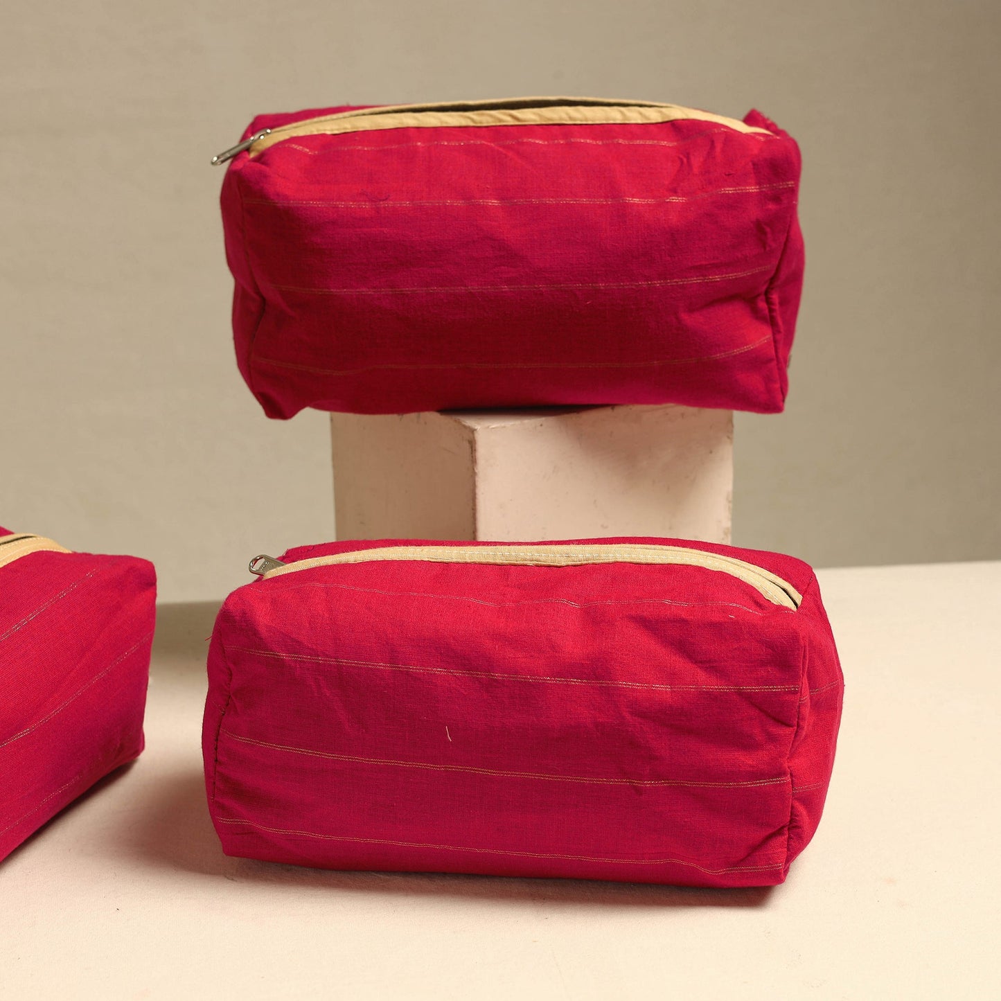  Handmade Cotton Toiletry Bags – Travel Set of 3 