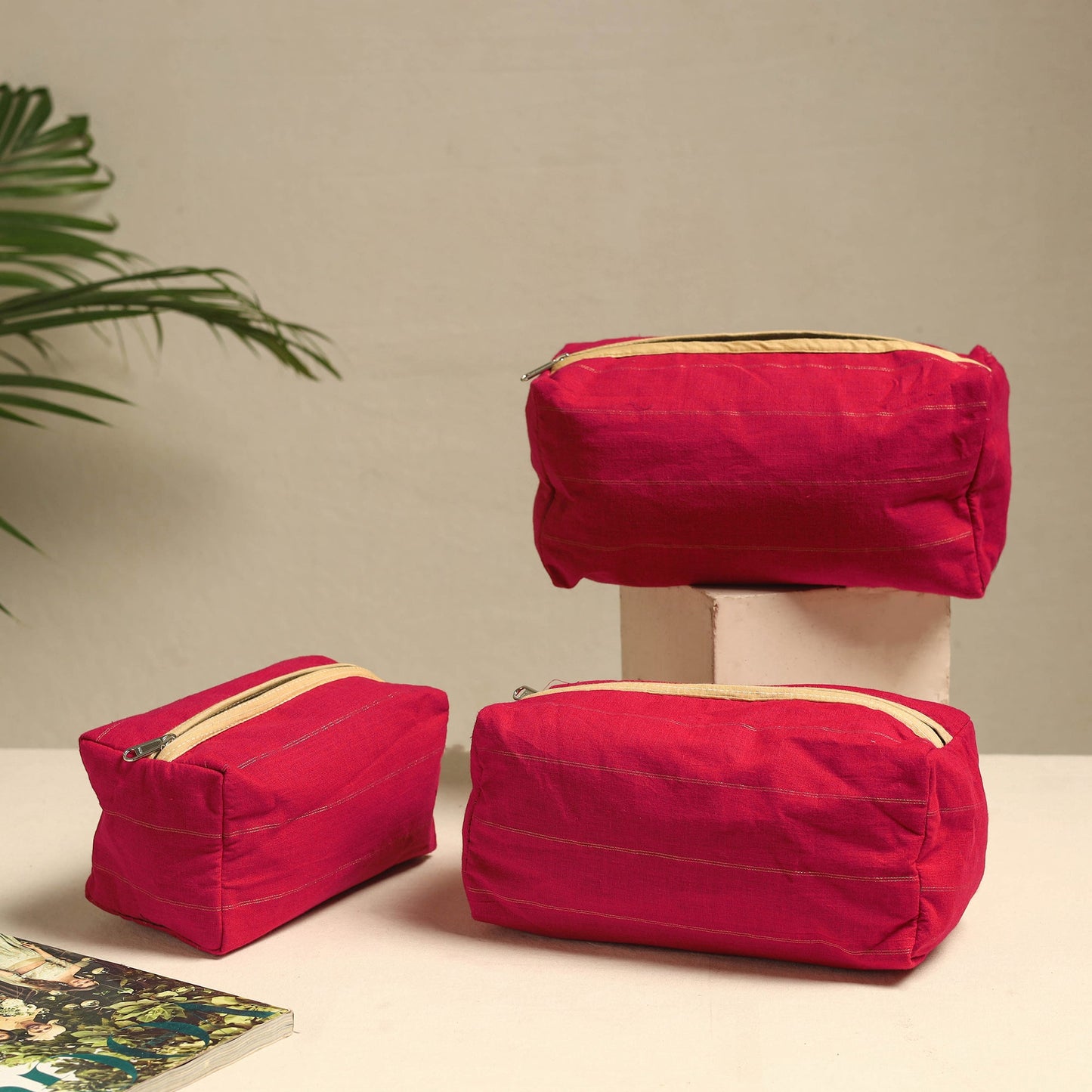  Handmade Cotton Toiletry Bags – Travel Set of 3 