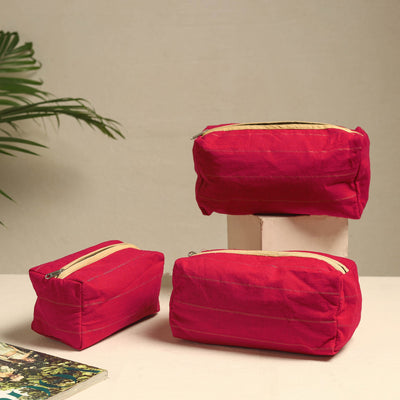  Handmade Cotton Toiletry Bags – Travel Set of 3 