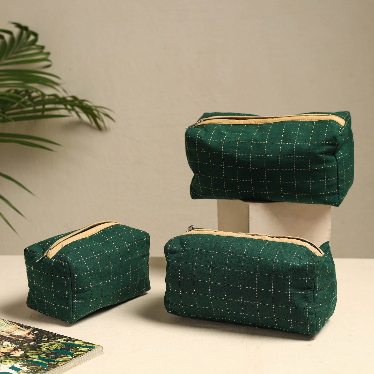  Handmade Cotton Toiletry Bags – Travel Set of 3 