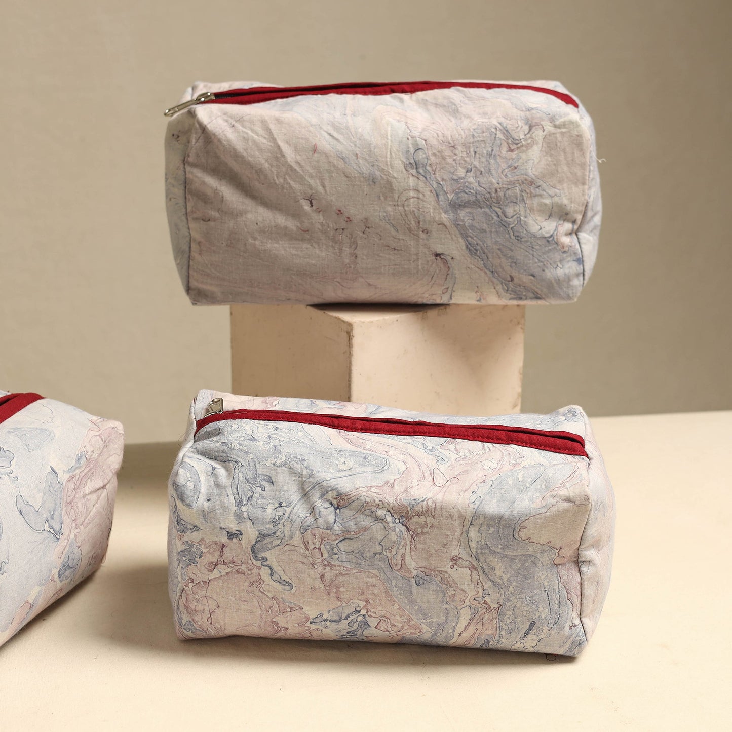  Handmade Cotton Toiletry Bags – Travel Set of 3 