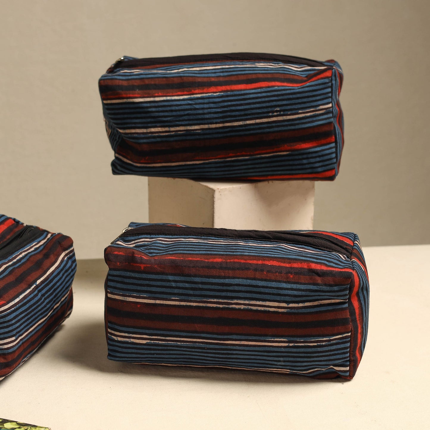  Handmade Cotton Toiletry Bags – Travel Set of 3 