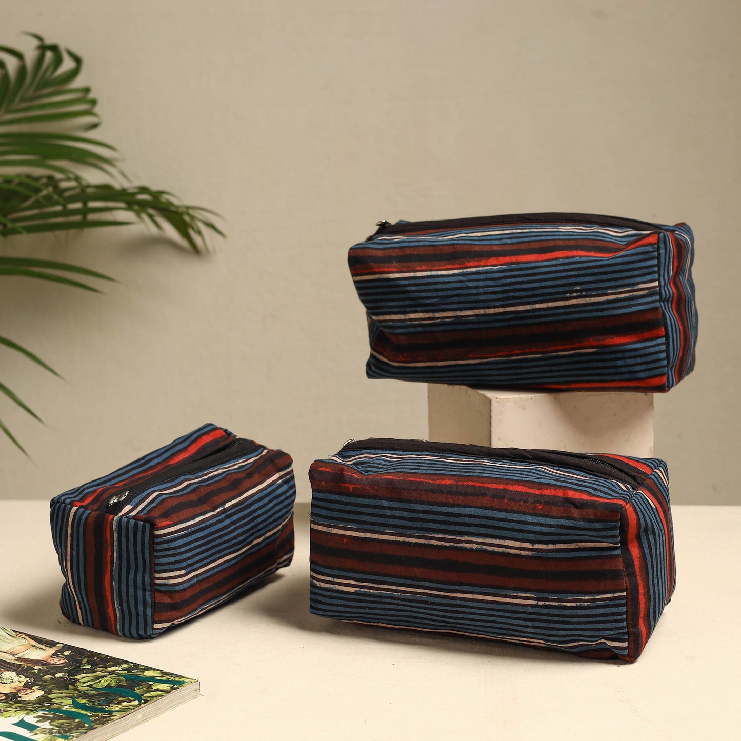  Handmade Cotton Toiletry Bags – Travel Set of 3 