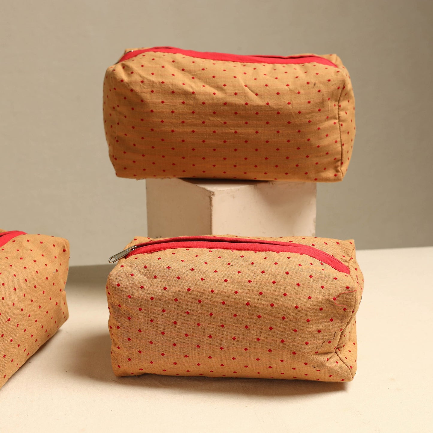  Handmade Cotton Toiletry Bags – Travel Set of 3 