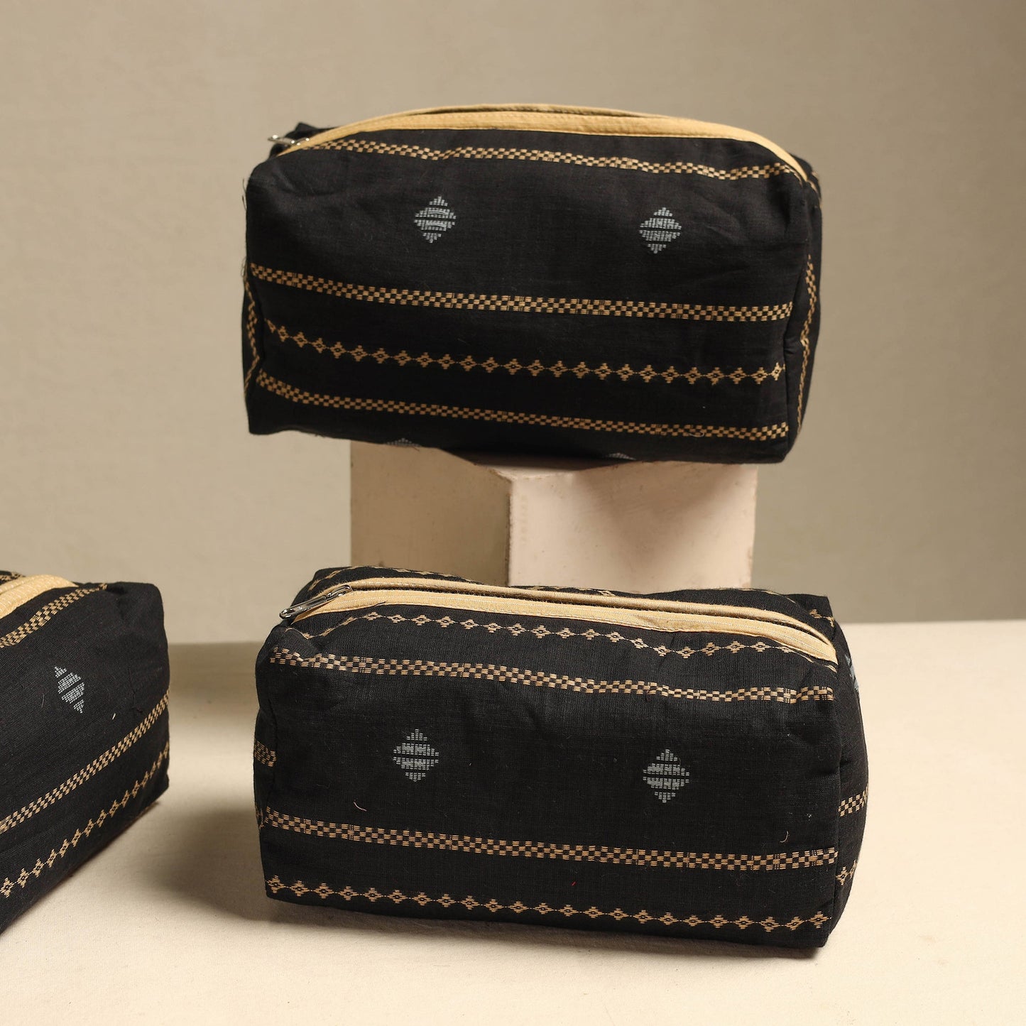  Handmade Cotton Toiletry Bags – Travel Set of 3 