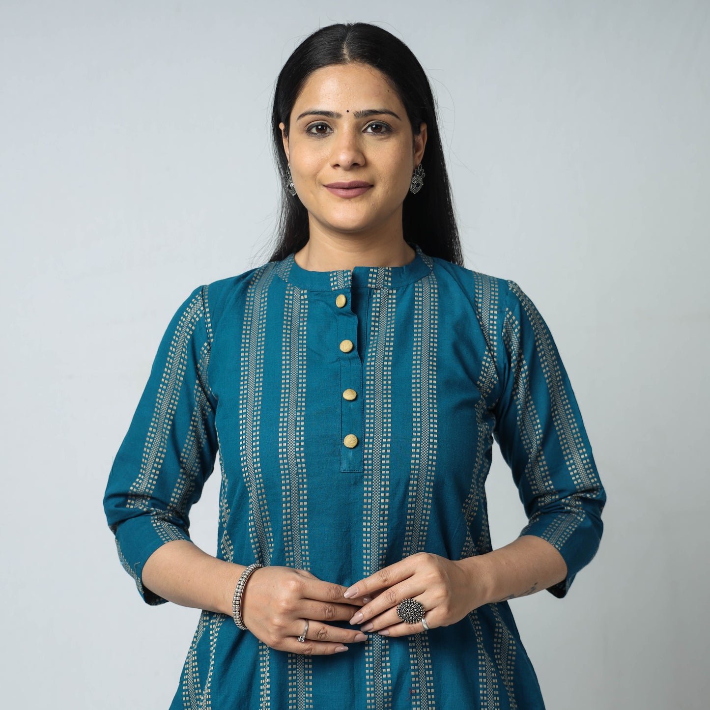 Buy Jacquard Cotton Long Kurta for Women