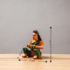  Musician (Female) - Banaras Handpainted Wooden Toy / Home Decor Item 