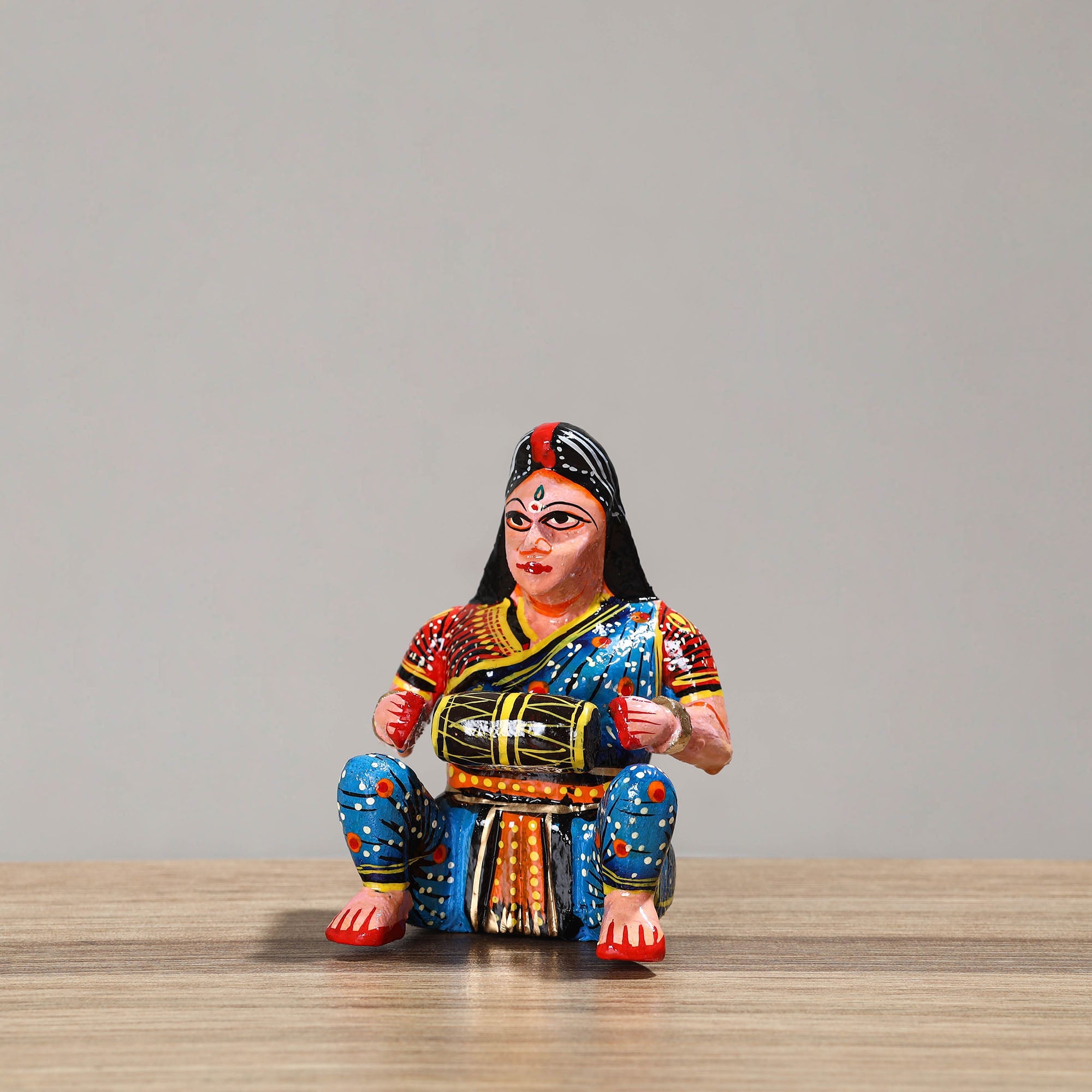  Musician (Female) - Banaras Handpainted Wooden Toy / Home Decor Item 48 