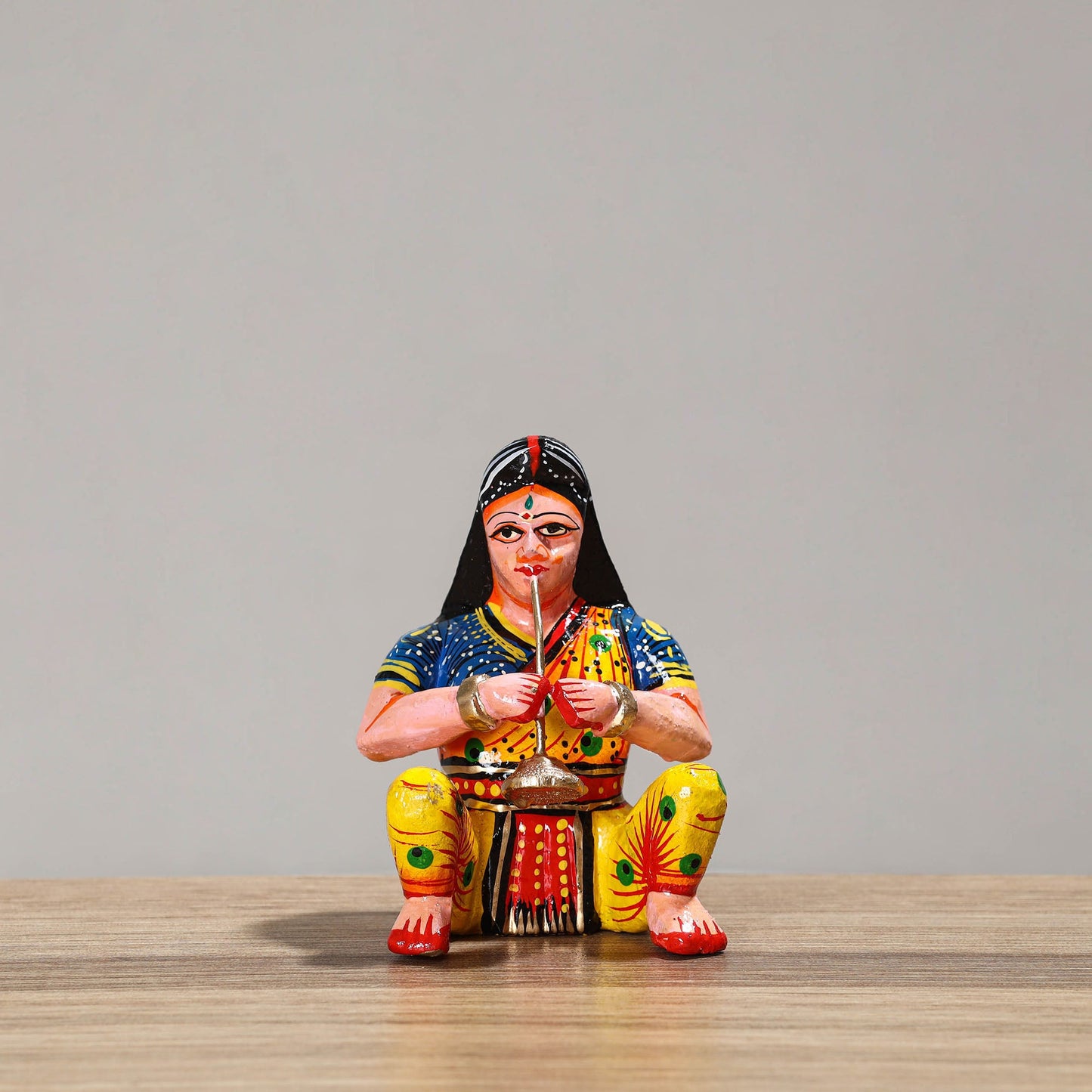  Musician (Female) - Banaras Handpainted Wooden Toy / Home Decor Item 54 