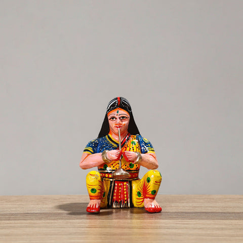  Musician (Female) - Banaras Handpainted Wooden Toy / Home Decor Item 54 