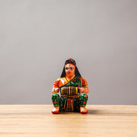  Musician (Female) - Banaras Handpainted Wooden Toy / Home Decor Item 
