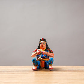  Musician (Female) - Banaras Handpainted Wooden Toy / Home Decor Item 