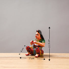  Musician (Female) - Banaras Handpainted Wooden Toy / Home Decor Item 
