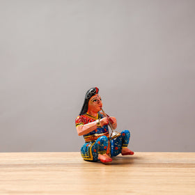  Musician (Female) - Banaras Handpainted Wooden Toy / Home Decor Item 