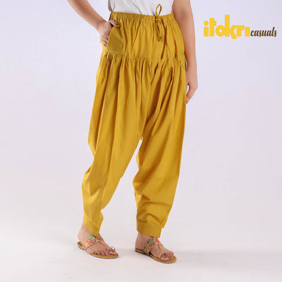 Buy Mustard Yellow Plain Cotton Women Salwar