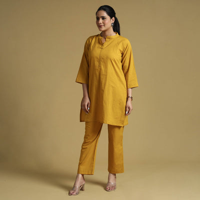 Mustard Yellow Plain Dyed Cotton Co-Ord Set