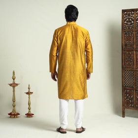  Plain Dyed Slub Silk Men Long Kurta 
