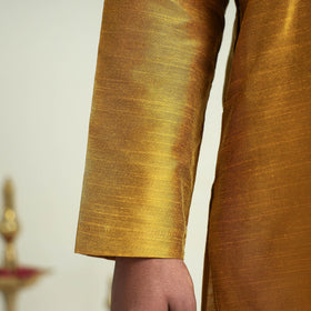  Plain Dyed Slub Silk Men Long Kurta 