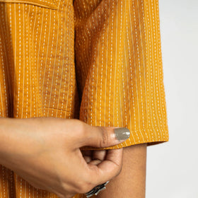 Mustard yellow - plain running stitch cotton pintuck long