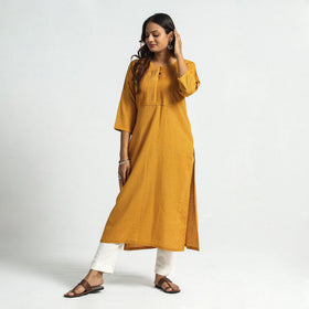 Mustard yellow - plain running stitch cotton pintuck long