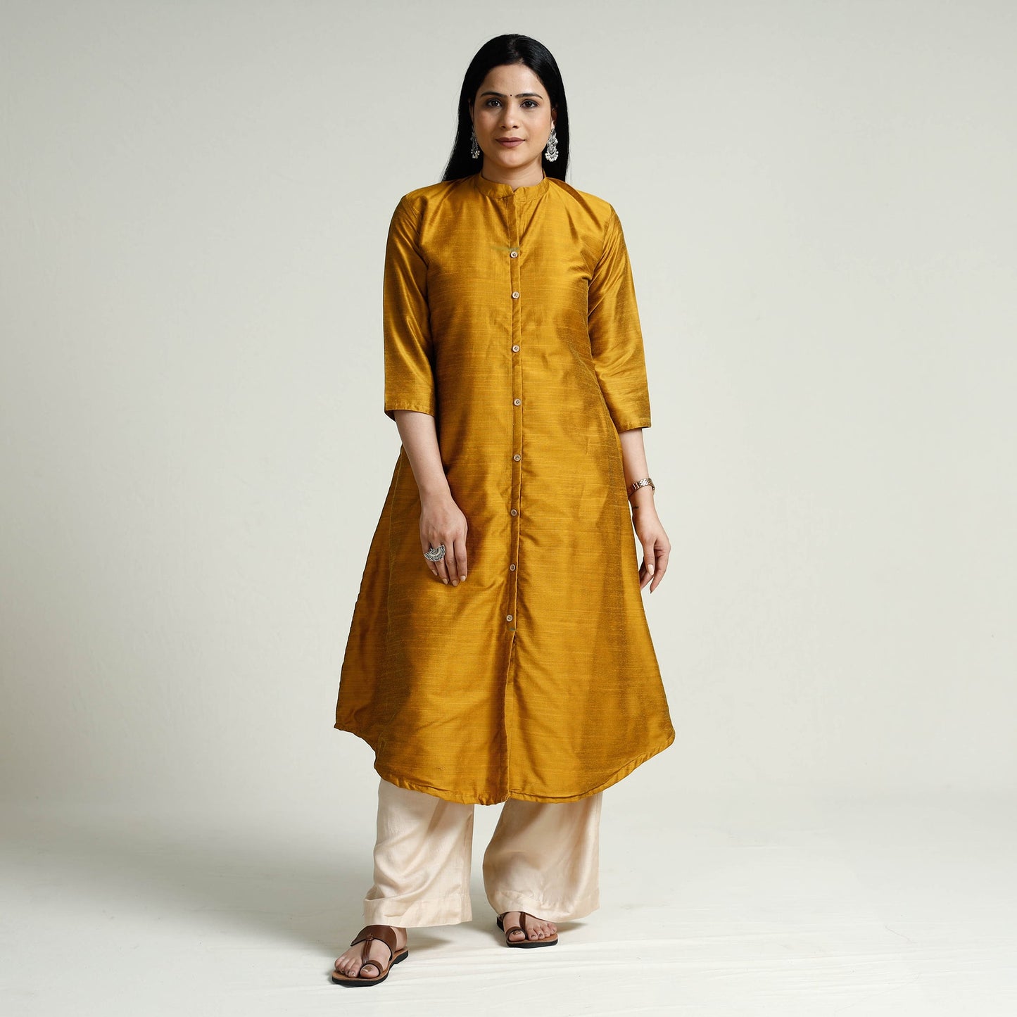  Plain Silk Long Kurta for Women
