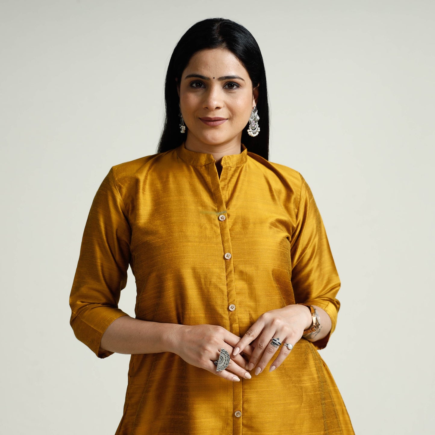  Plain Silk Long Kurta for Women