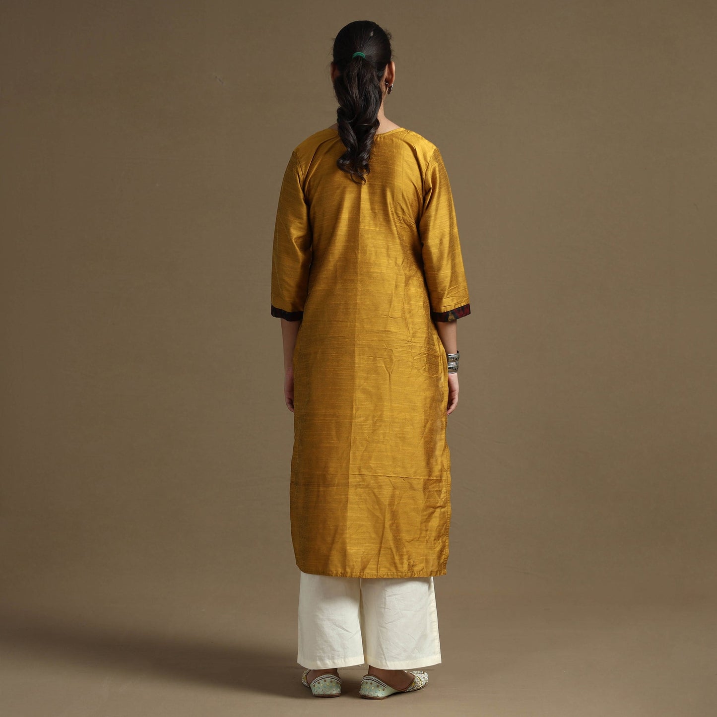  Plain Solid Slub Silk Straight Kurta for Women