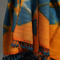 Blue - Kutch Handwoven Clamp Dyed Shibori Silk x Woolen Shawl 21