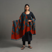 Kutch Handwoven Clamp Dyed Shibori Silk x Woolen Shawl 23