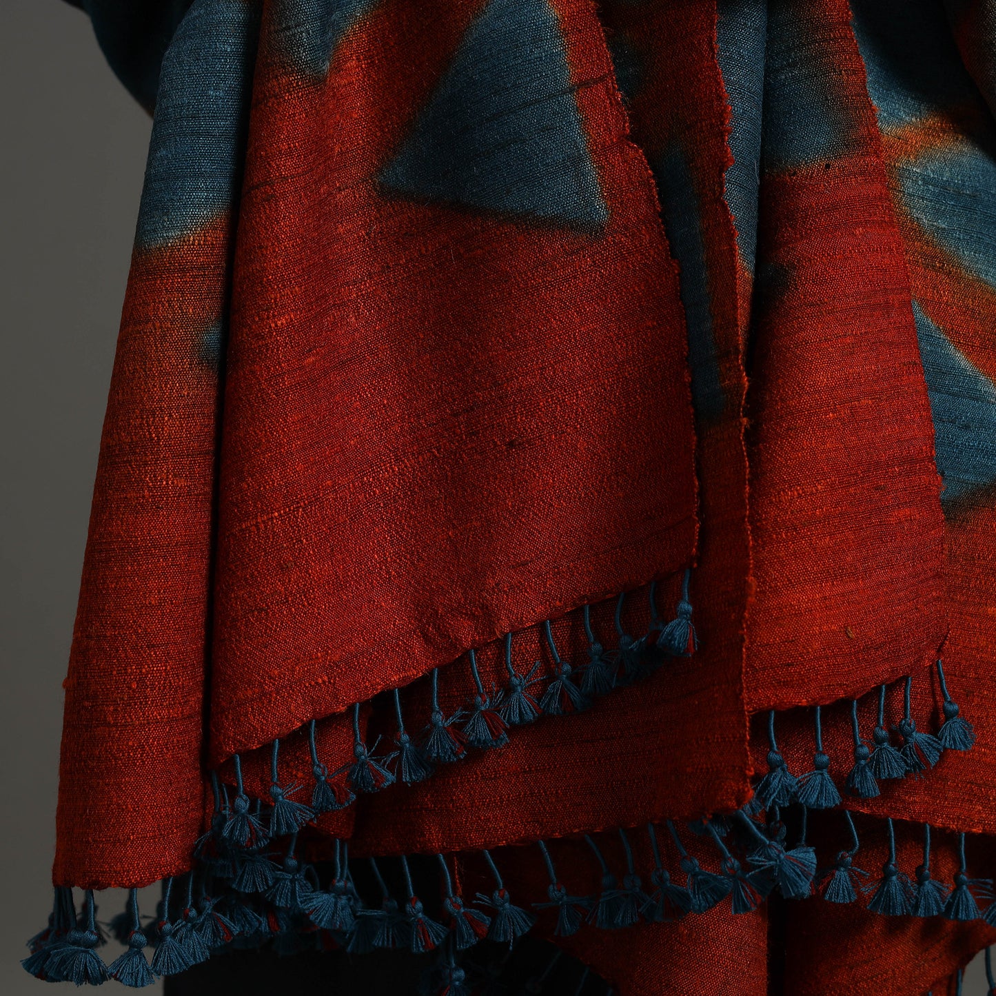 Kutch Handwoven Clamp Dyed Shibori Silk x Woolen Shawl 23