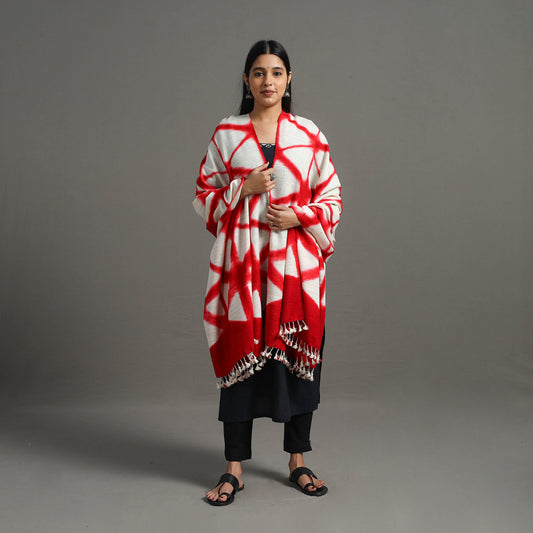 Kutch Handwoven Clamp Dyed Shibori Silk x Woolen Shawl 24