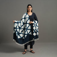 Kutch Handwoven Clamp Dyed Shibori Silk x Woolen Shawl 25