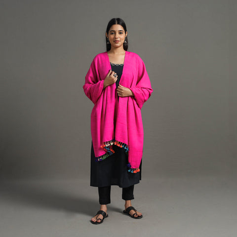 Pink - Kutch Handwoven Silk x Woolen Shawl 32