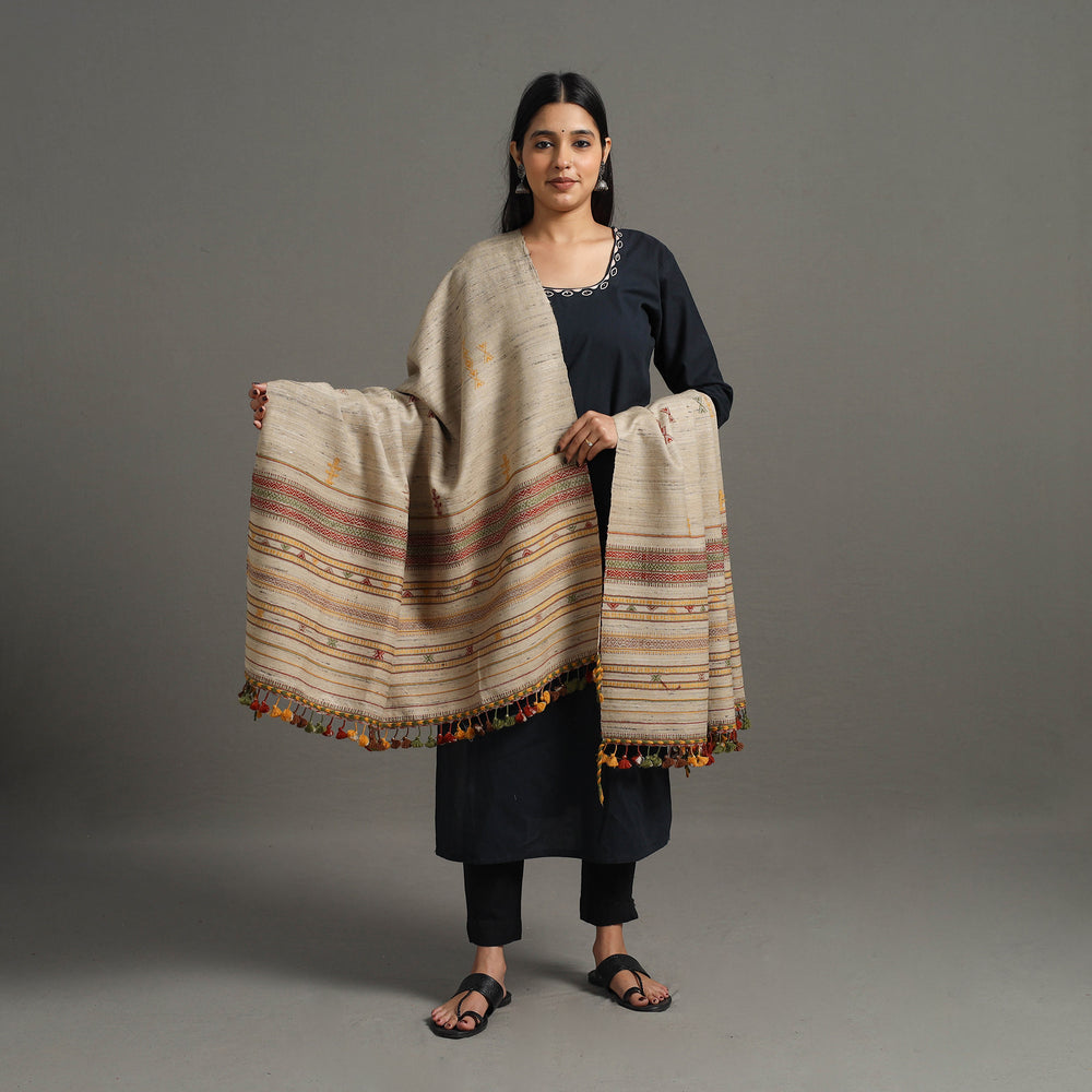 Kutch Embroidery Handwoven Silk x Woolen Shawl 35