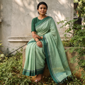 Green Narayanpet Checks Pure Handloom Cotton Saree, draped and worn by a woman, AI visual of the saree, iTokri