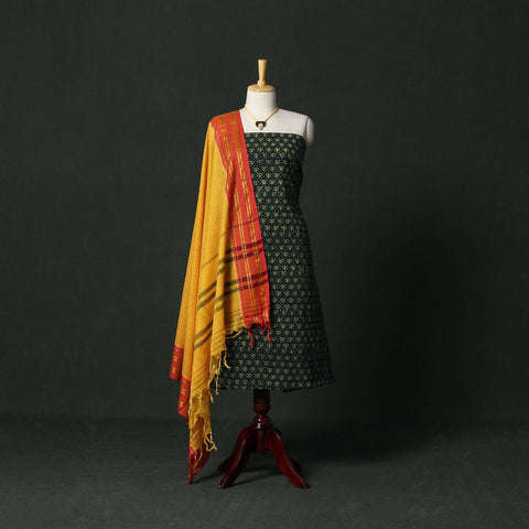 Natural dyed ajrakh hand block print cotton 2pc unstitched