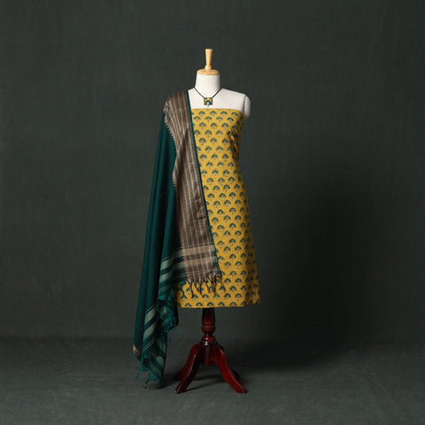 Natural dyed ajrakh hand block print cotton 2pc unstitched