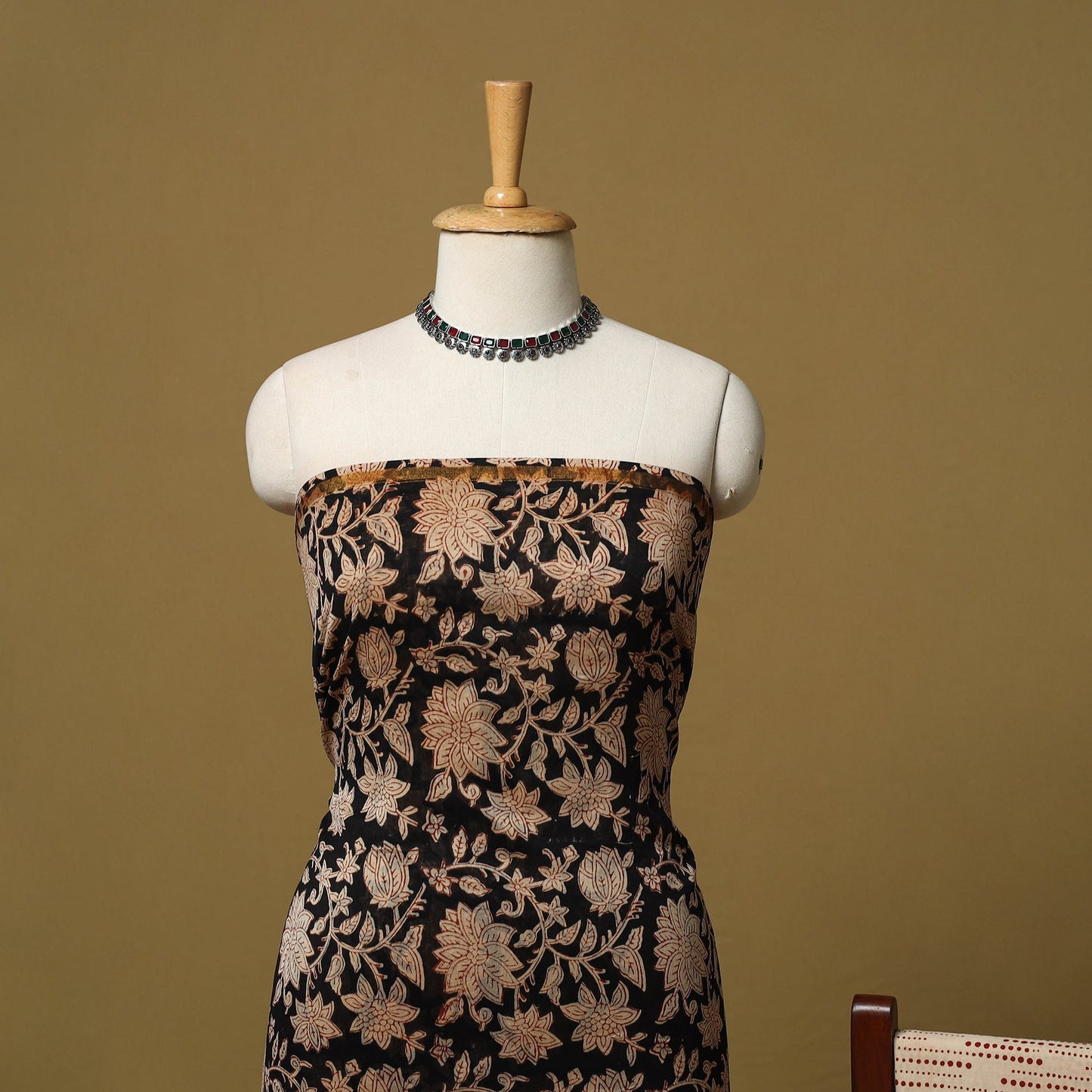 Natural dyed bagru chanderi silk 3pc unstitched dress