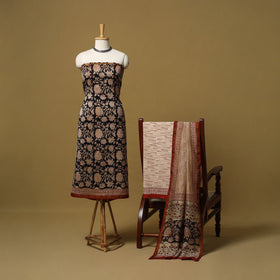 Natural dyed bagru chanderi silk 3pc unstitched dress