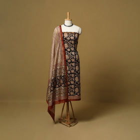 Natural dyed bagru chanderi silk 3pc unstitched dress