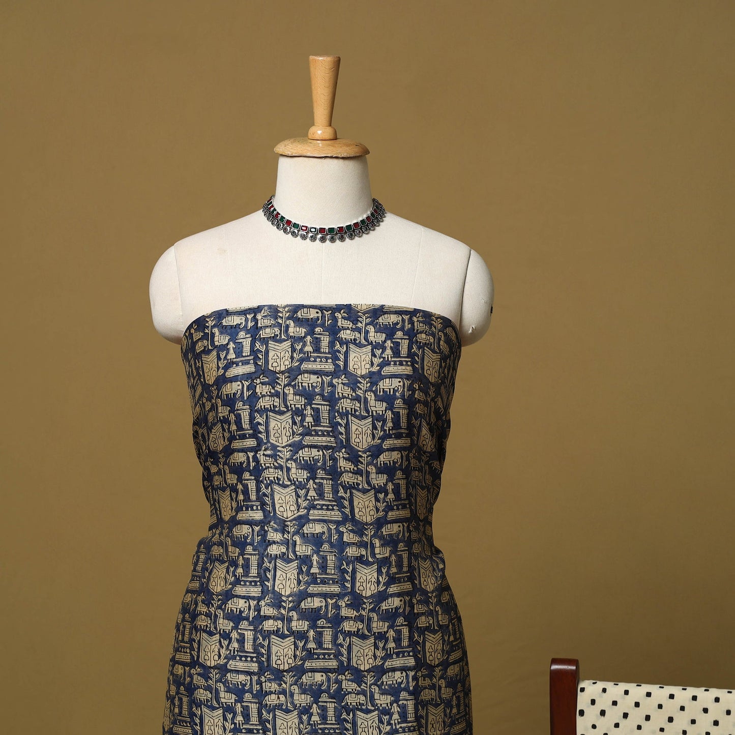 Natural dyed bagru chanderi silk 3pc unstitched dress