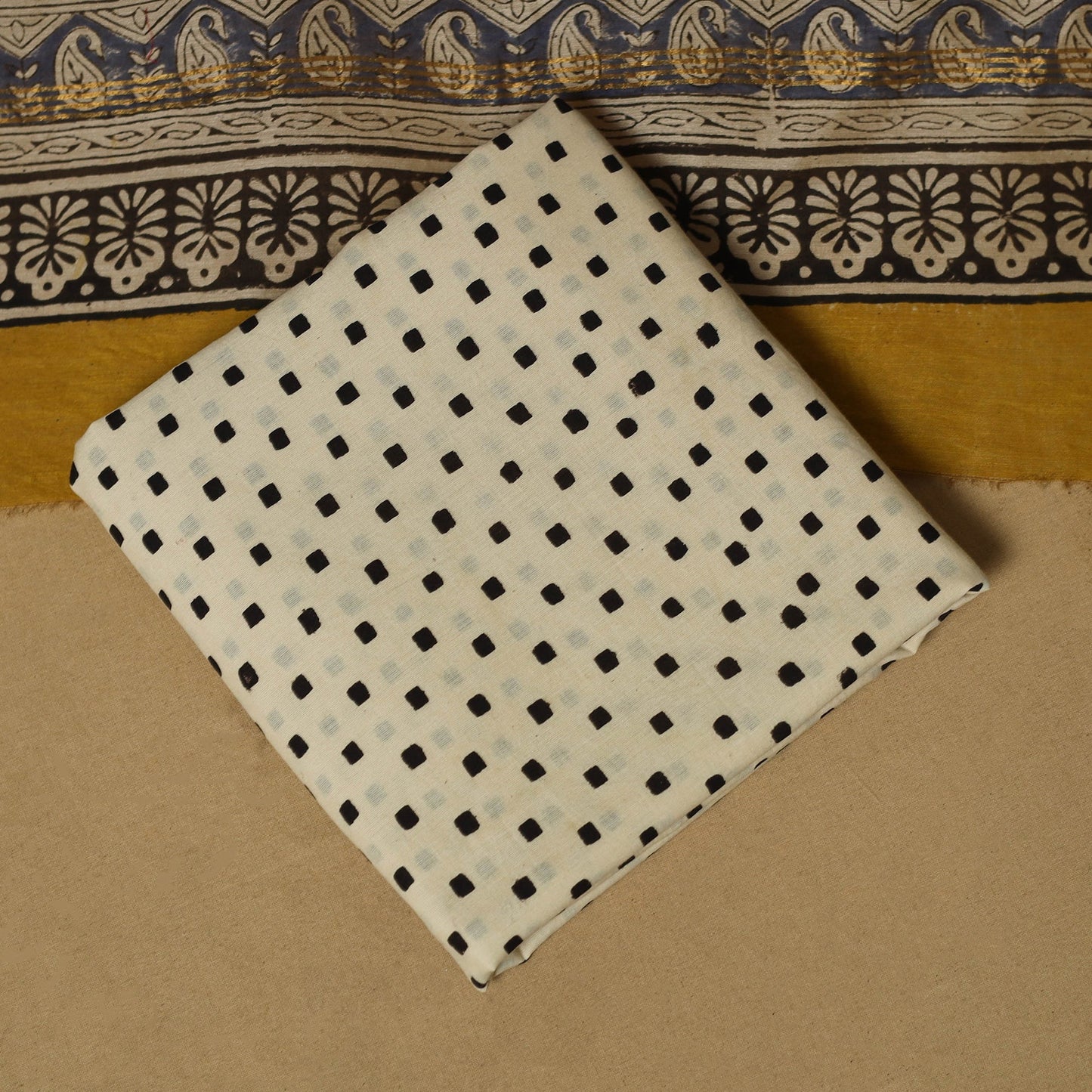 Natural dyed bagru chanderi silk 3pc unstitched dress