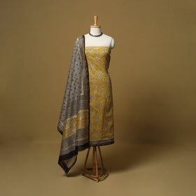 Natural dyed bagru chanderi silk 3pc unstitched dress