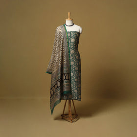 Natural dyed bagru chanderi silk 3pc unstitched dress