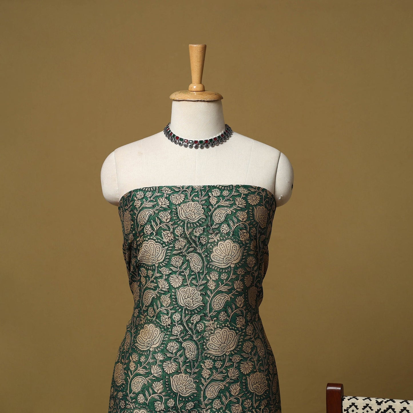 Natural dyed bagru chanderi silk 3pc unstitched dress