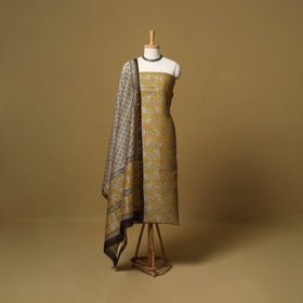 Natural dyed bagru chanderi silk 3pc unstitched dress