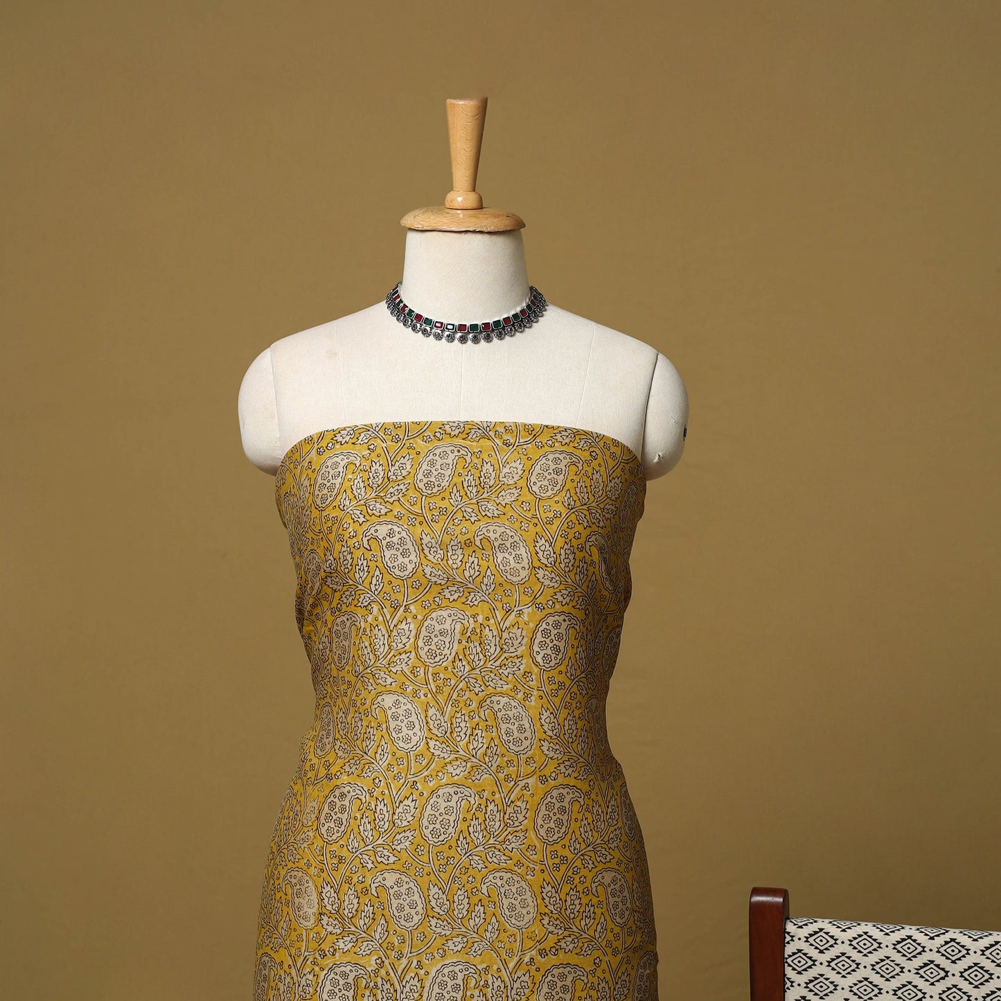 Natural dyed bagru chanderi silk 3pc unstitched dress