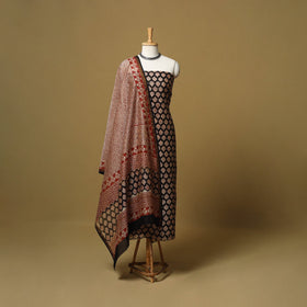 Natural dyed bagru chanderi silk 3pc unstitched dress