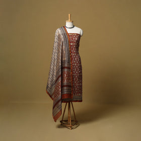Natural dyed bagru chanderi silk 3pc unstitched dress