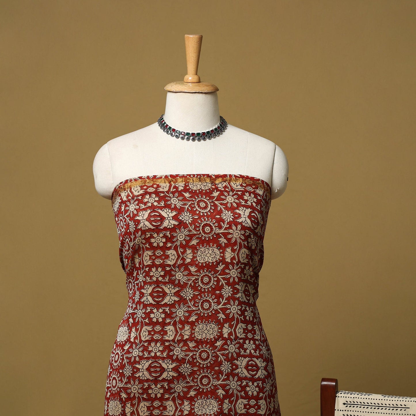 Natural dyed bagru chanderi silk 3pc unstitched dress